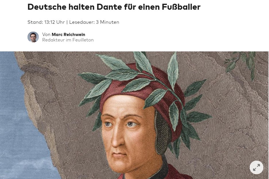 Die Welt sulla polemica Dante-Widmann